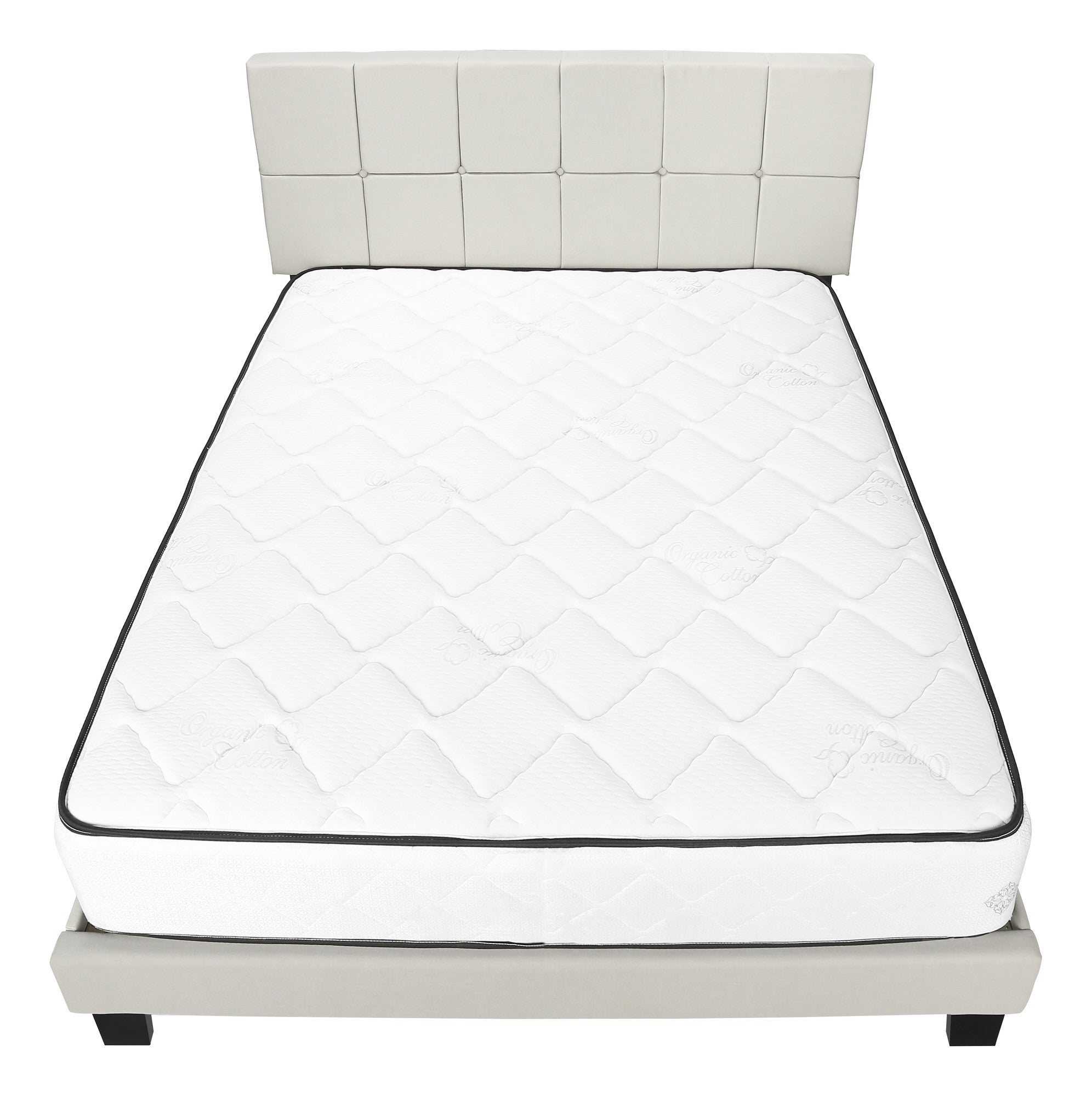Beige Tufted Linen Queen Bed Frame - Bed & Bath