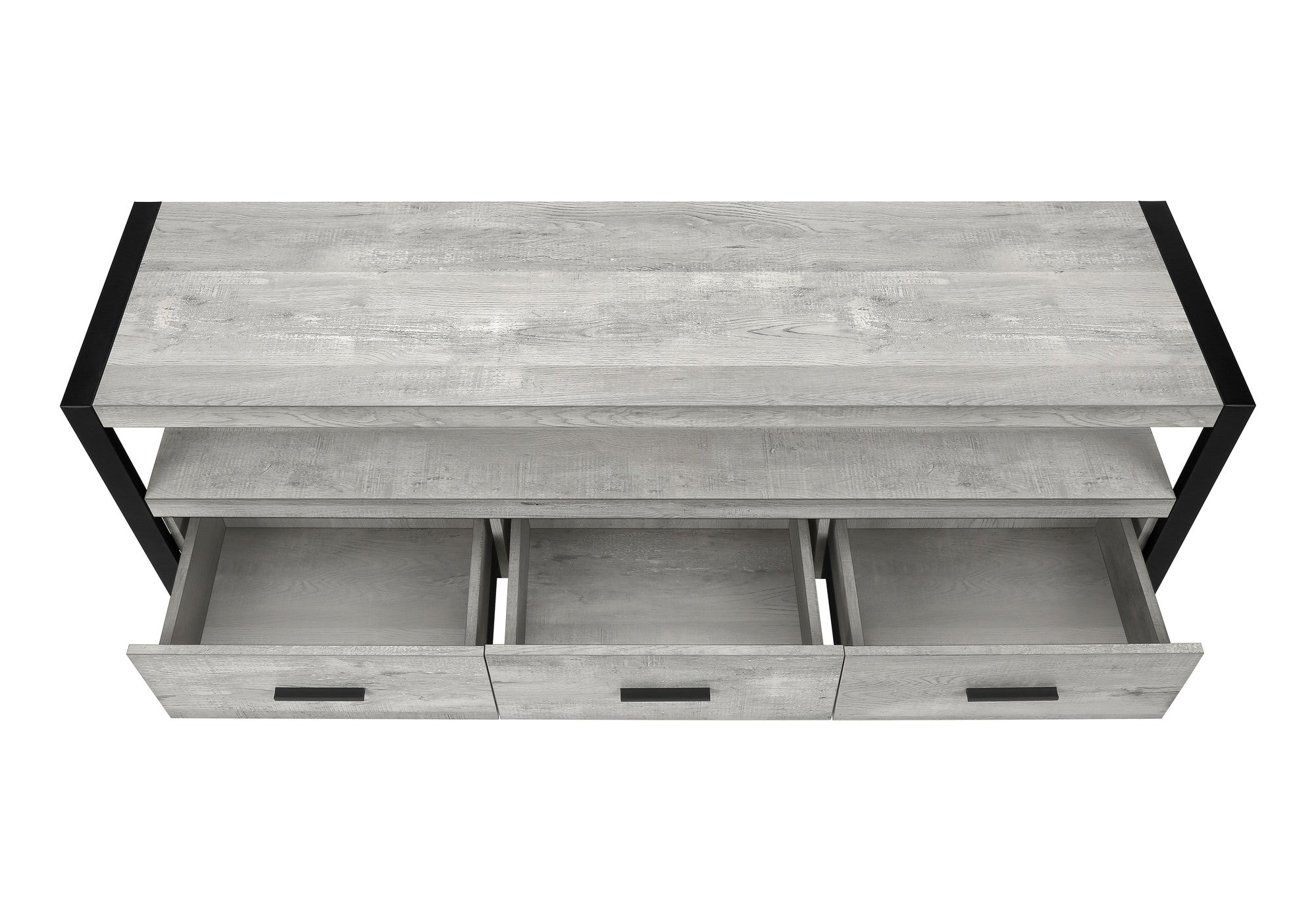 59" Black and Gray Cabinet Enclosed Storage TV Stand - Living Room