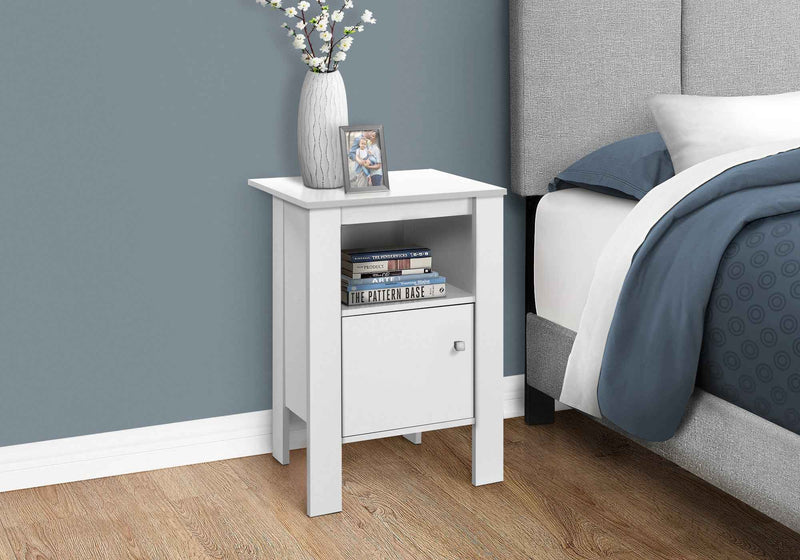 24" White Wood End Table With Shelf