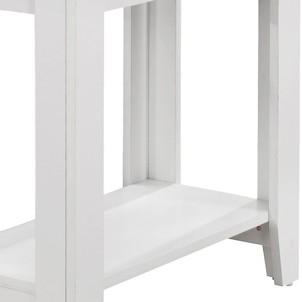 22" White Wood End Table With Shelf - Living Room