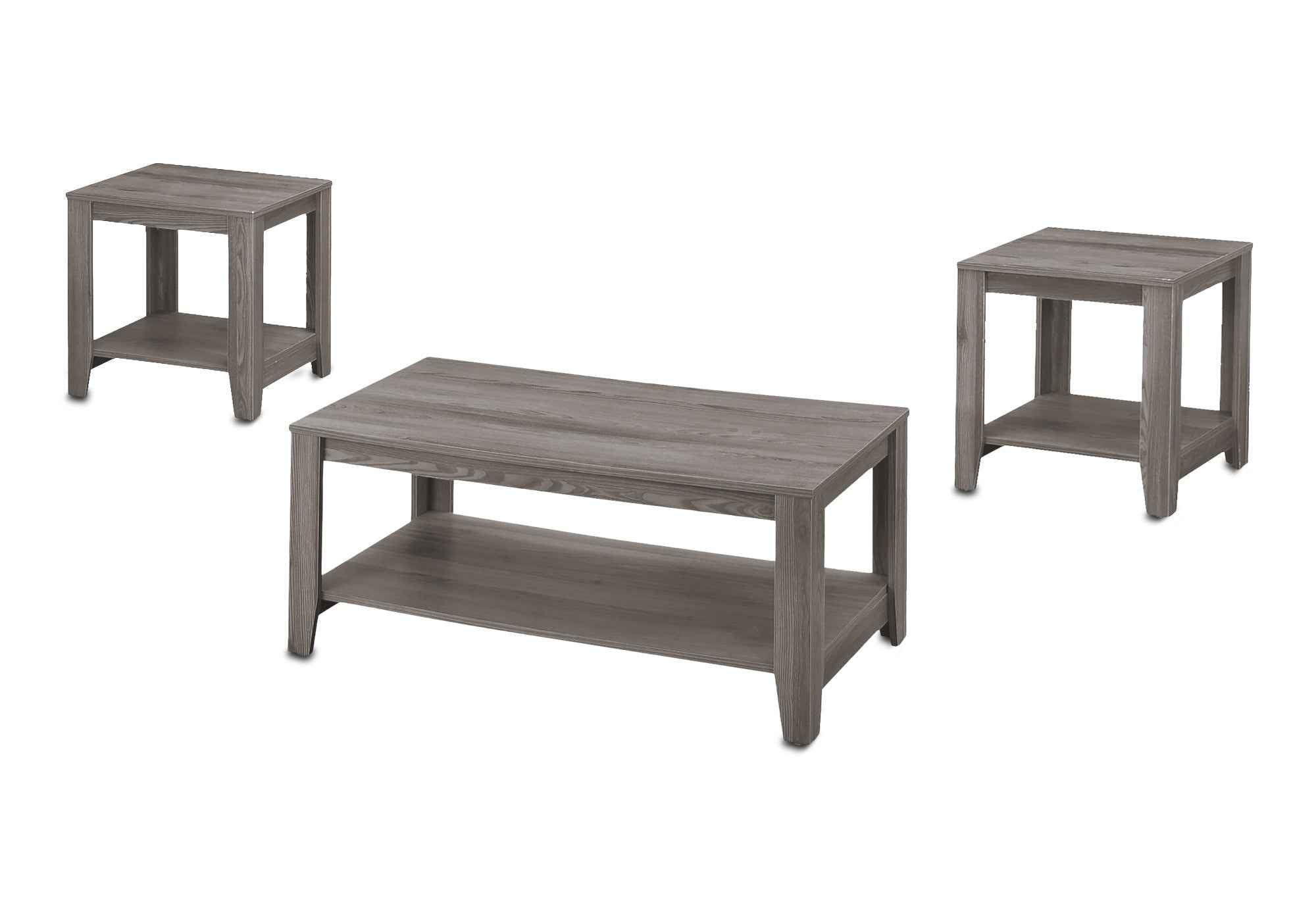 Set of Three 42" Gray Coffee Table With Shelf