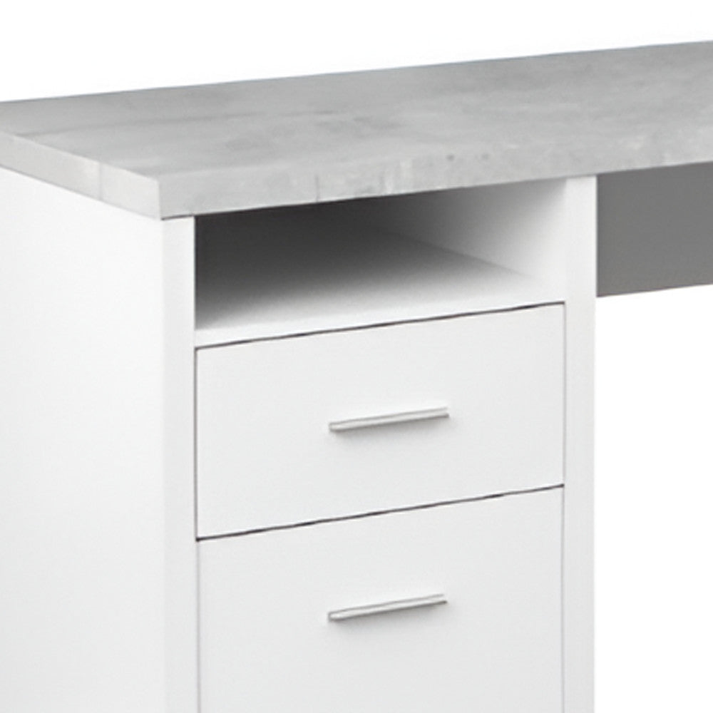 78" Gray and Silver L Shape Computer Desk With Two Drawers - Office Supplies
