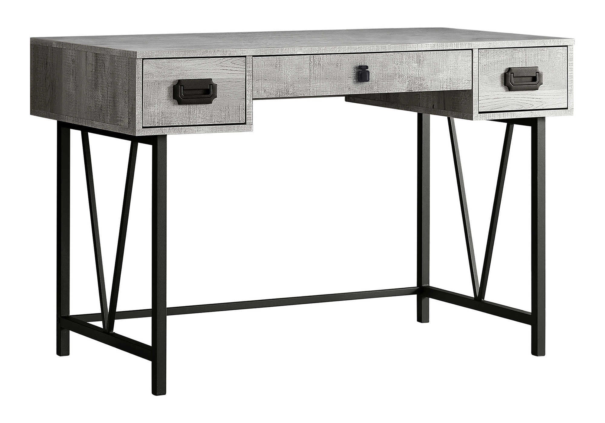 47" Gray and Black Computer Desk With Three Drawers - Office Supplies
