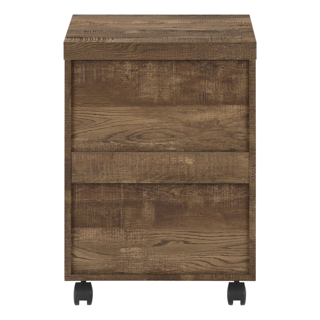 25" Brown Particle Board and Wood Filing Cabinet With Drawers - Office Supplies