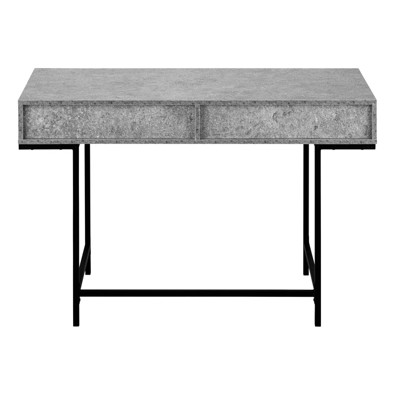 47" Gray and Black Wood and Metal H-Shape Computer Desk With Two Drawers - Office