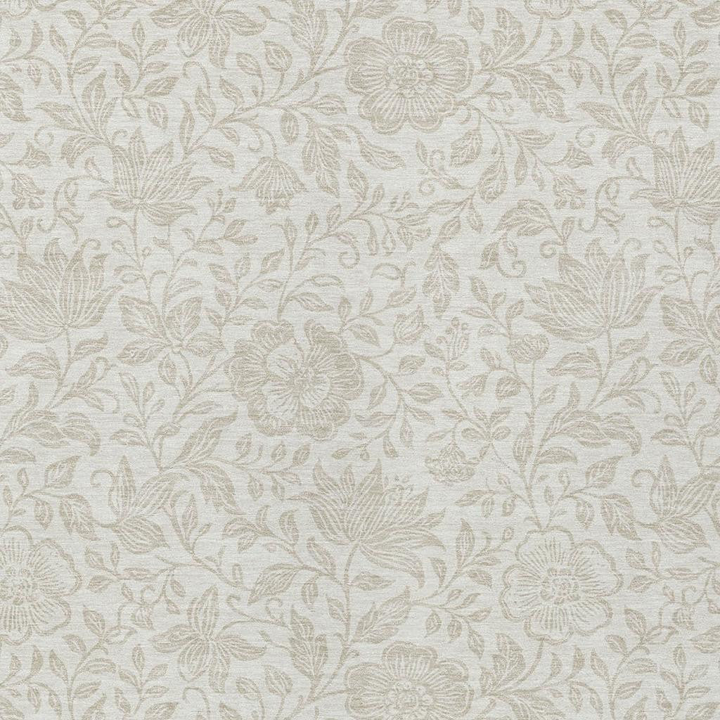 Ivory floral rug close-up with beige flowers and vines
