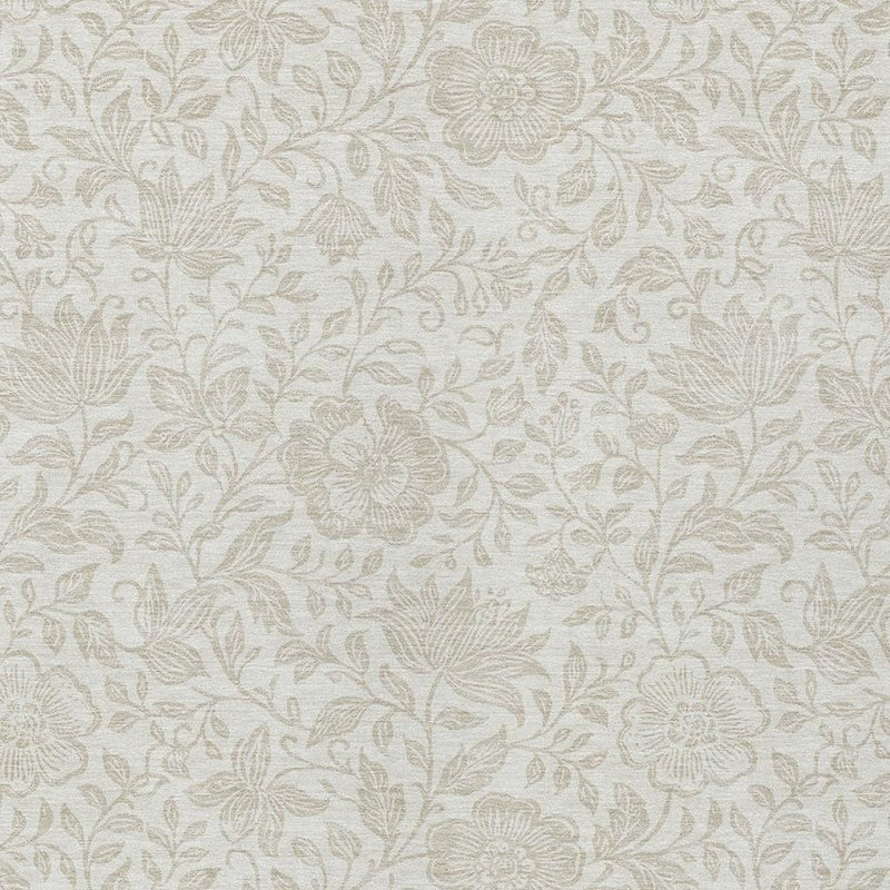 Ivory floral rug close-up with beige flowers and vines
