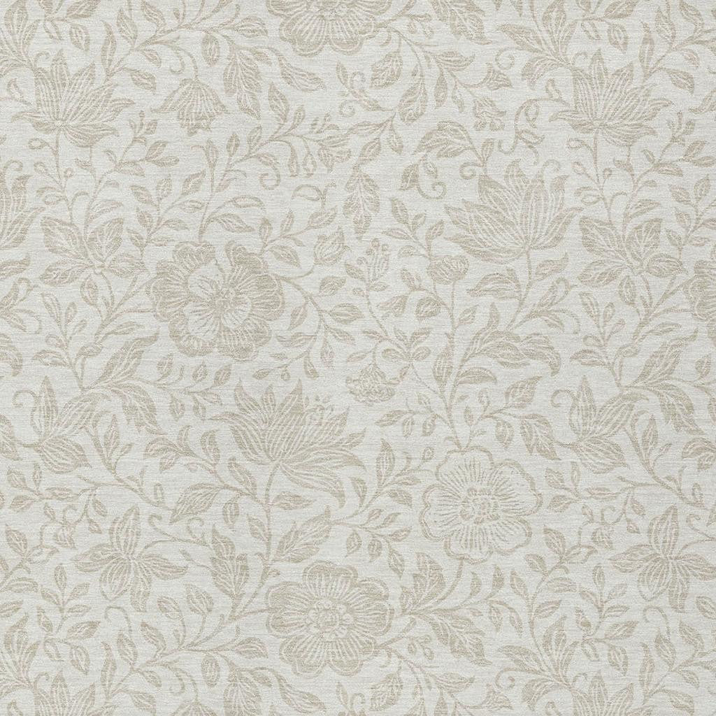 10' X 14' Ivory And Beige Floral Washable Indoor Outdoor Area Rug - Sports & Outdoor