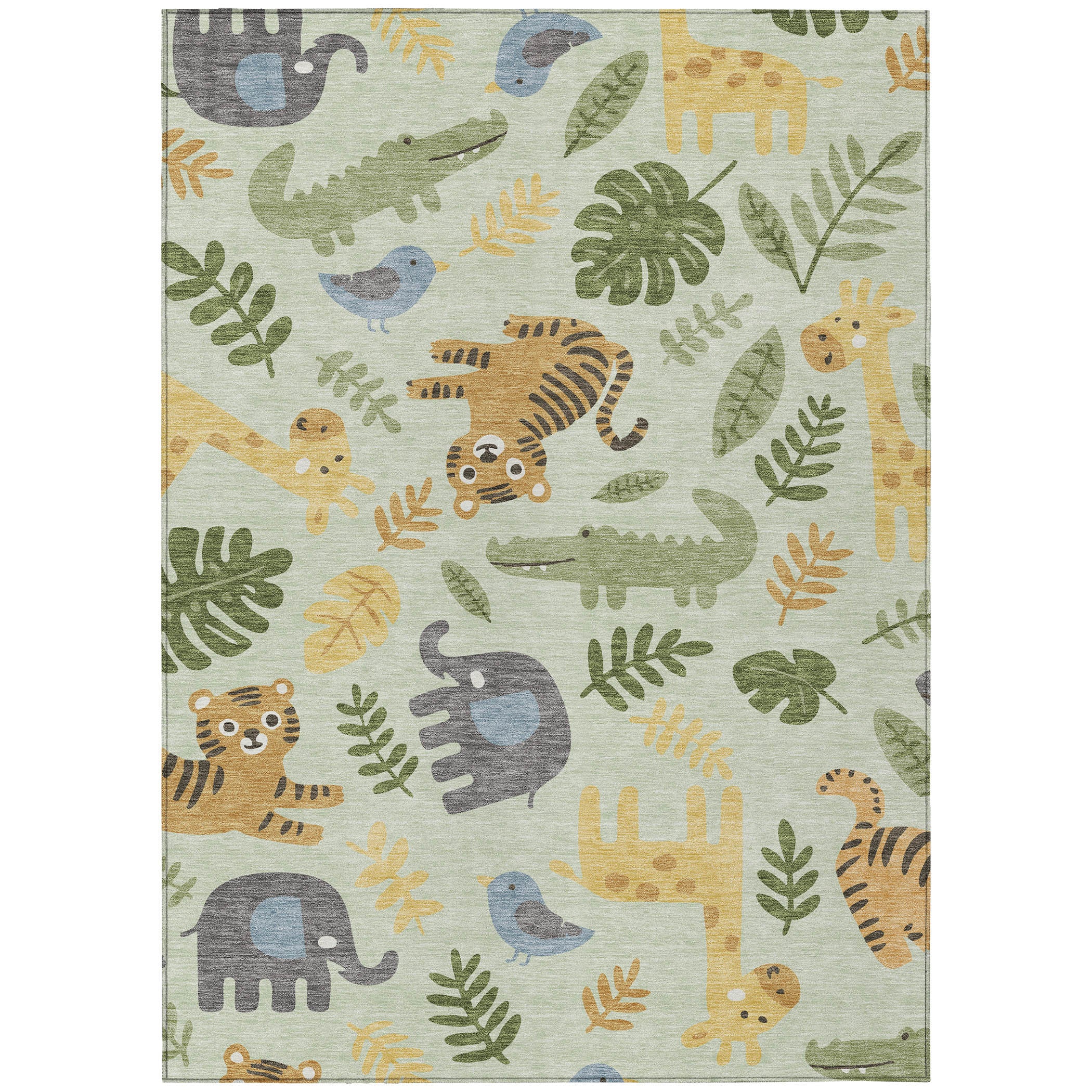 10' X 14' Mint Green And Ivory Abstract Washable Indoor Outdoor Area Rug - Sports & Outdoor