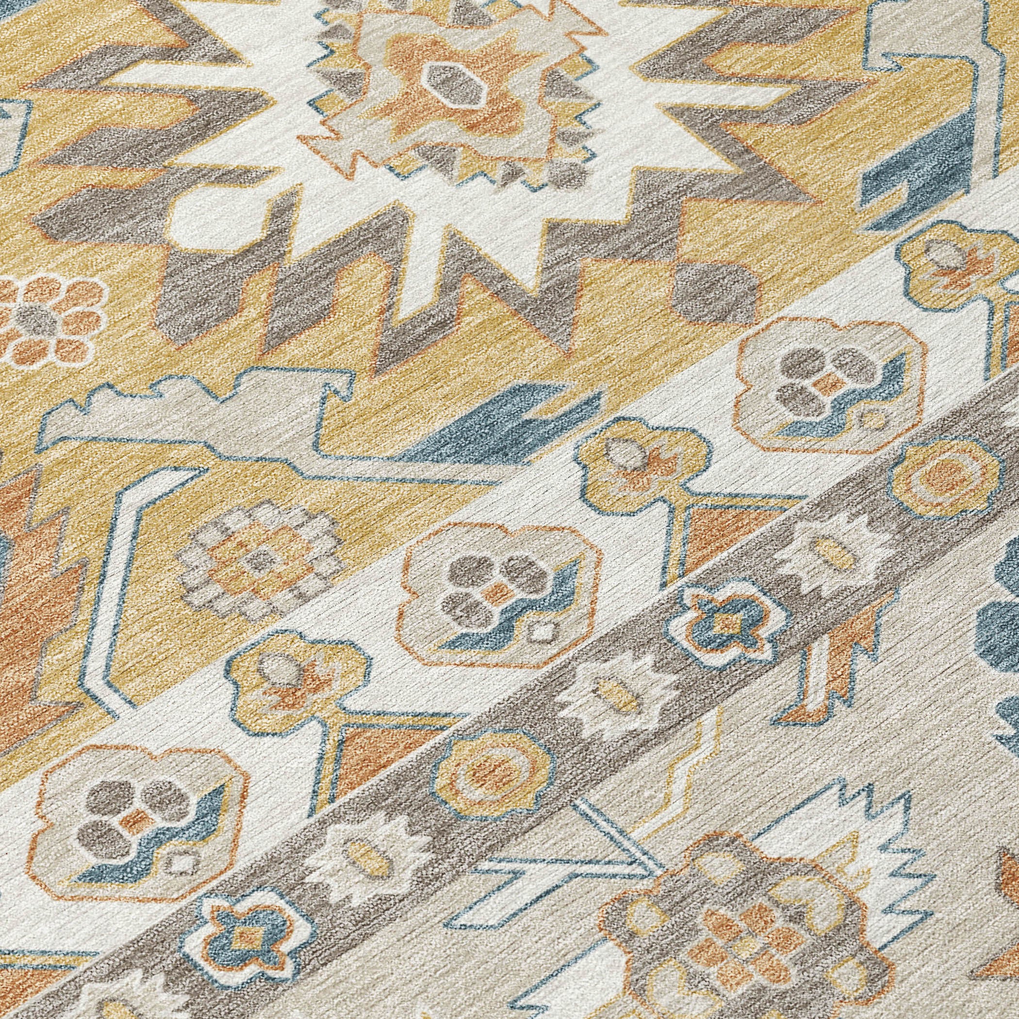 5' X 8' Ivory And Gold Cactus Washable Indoor Outdoor Area Rug - Sports & Outdoor