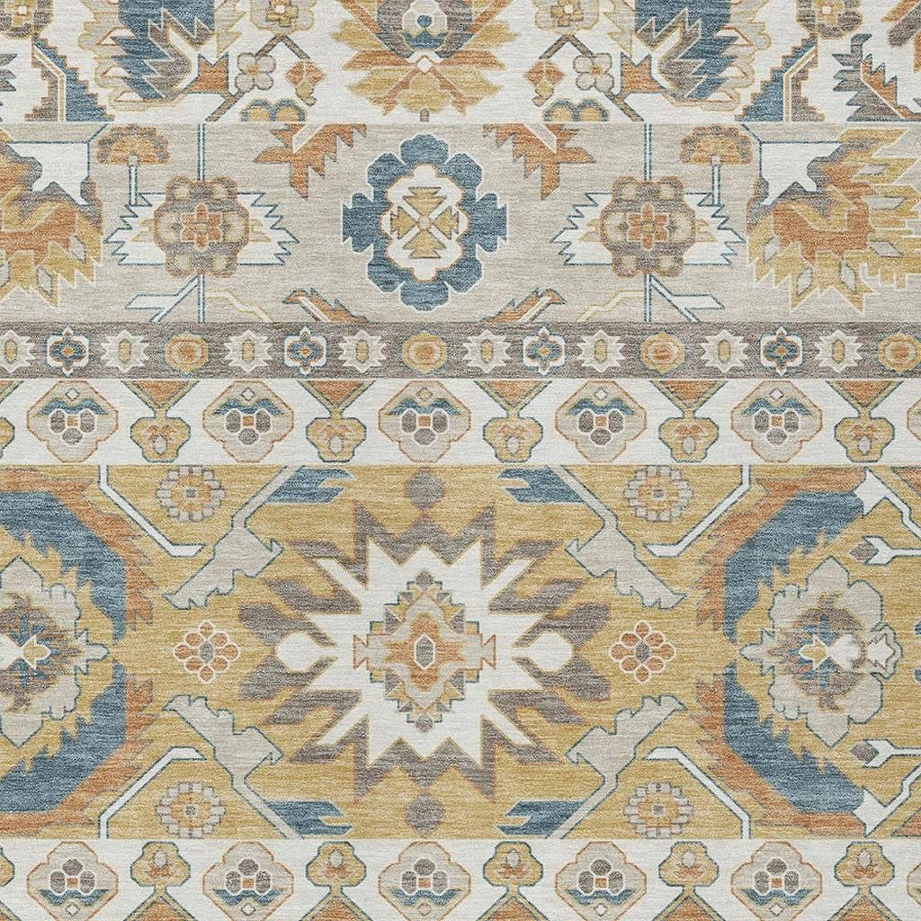 5' X 8' Ivory And Gold Cactus Washable Indoor Outdoor Area Rug - Sports & Outdoor