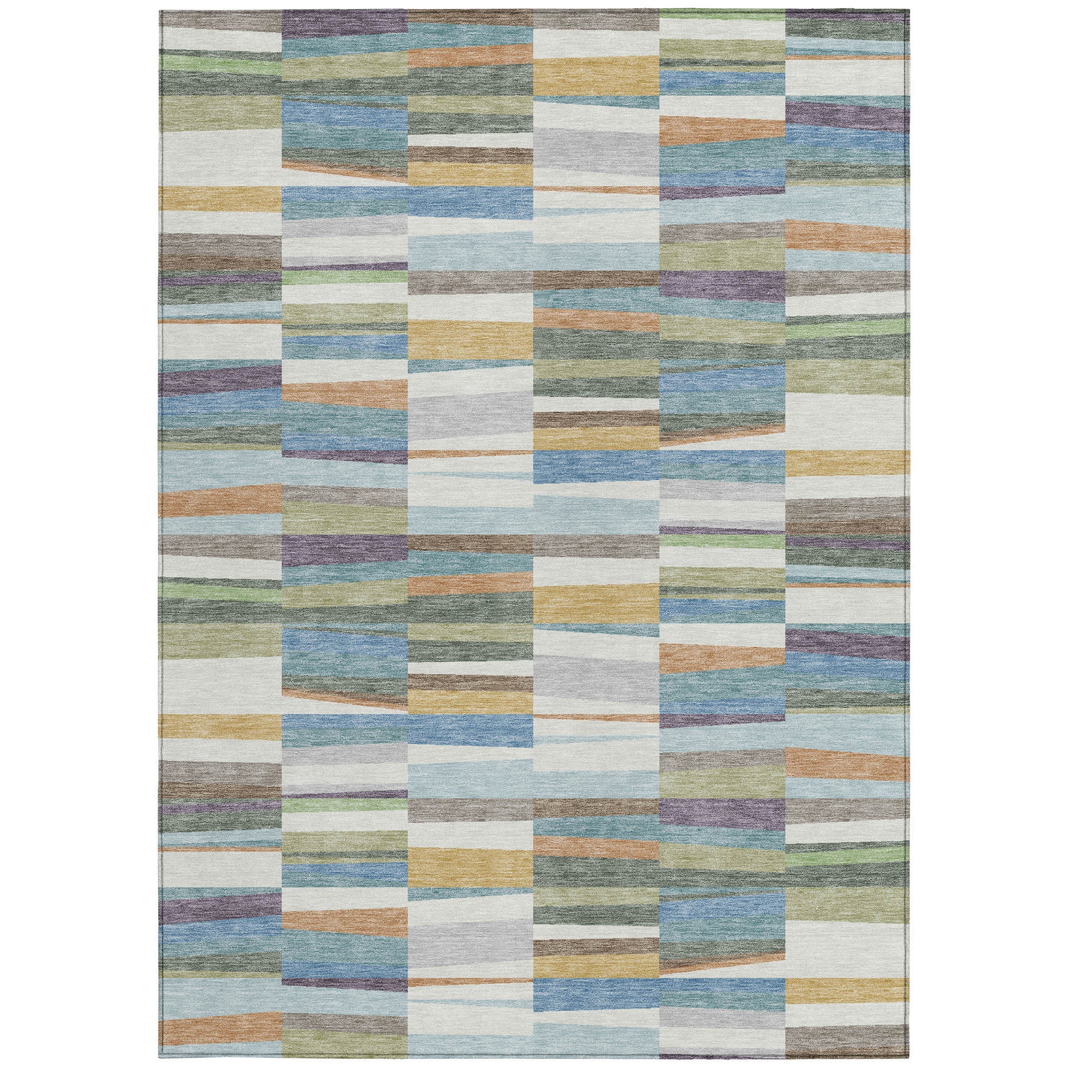 5' X 8' Blue And Ivory Striped Washable Indoor Outdoor Area Rug - Sports & Outdoor