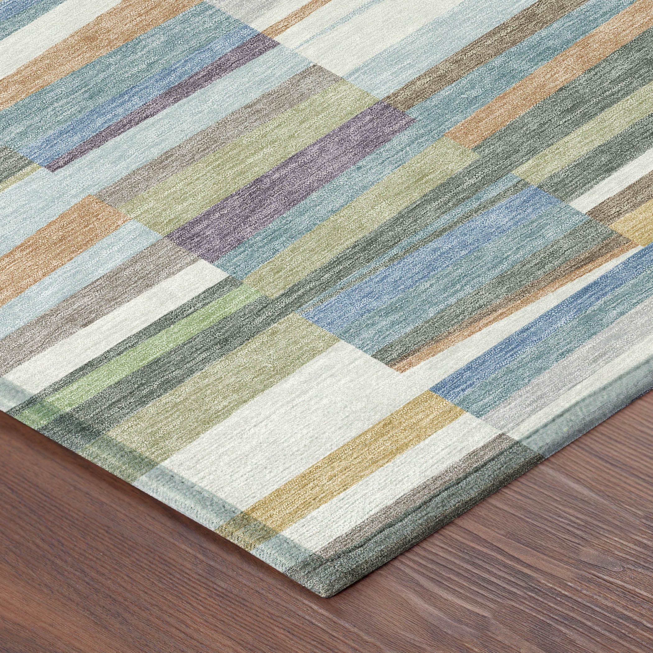 5' X 8' Blue And Ivory Striped Washable Indoor Outdoor Area Rug - Sports & Outdoor