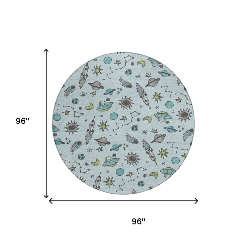 96 in diameter round rug size diagram.