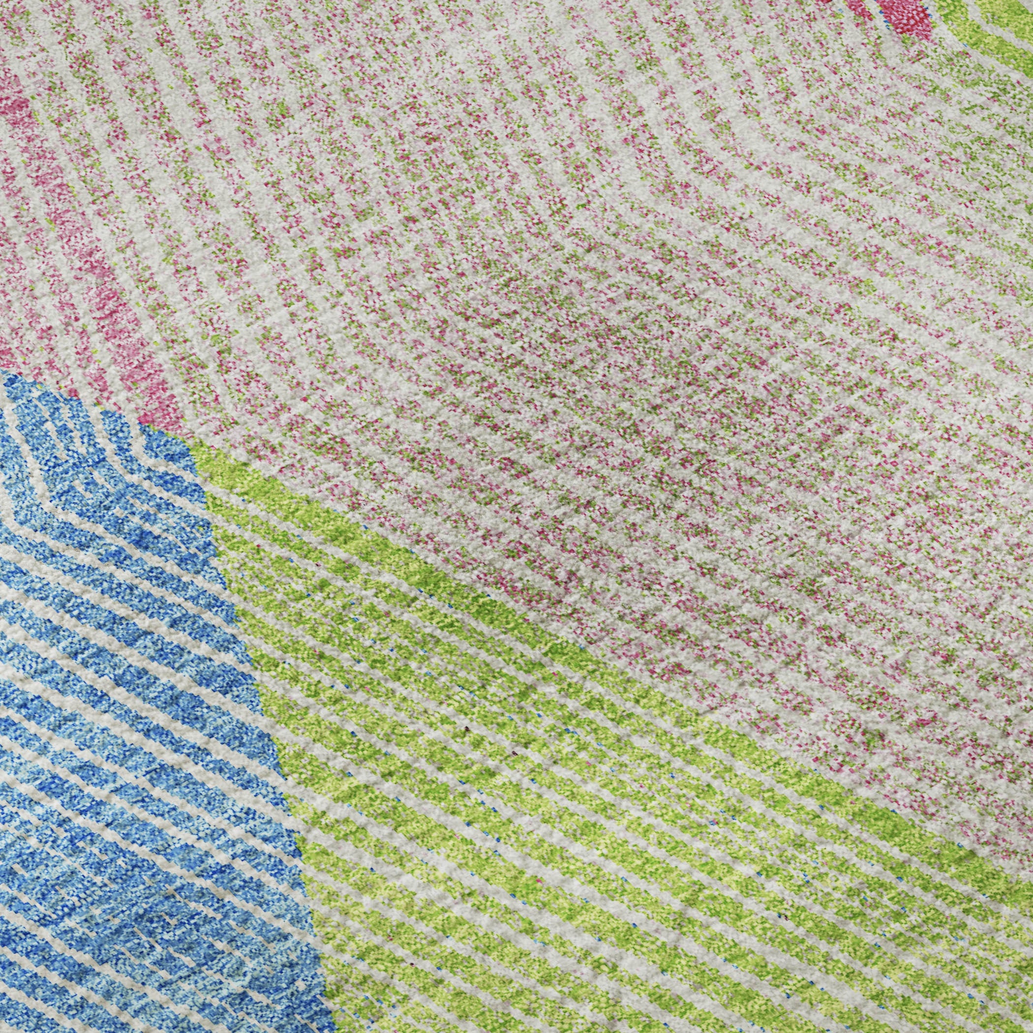 8' X 10' Pink Lime Green And Blue Geometric Washable Area Rug With UV Protection - Home & Garden