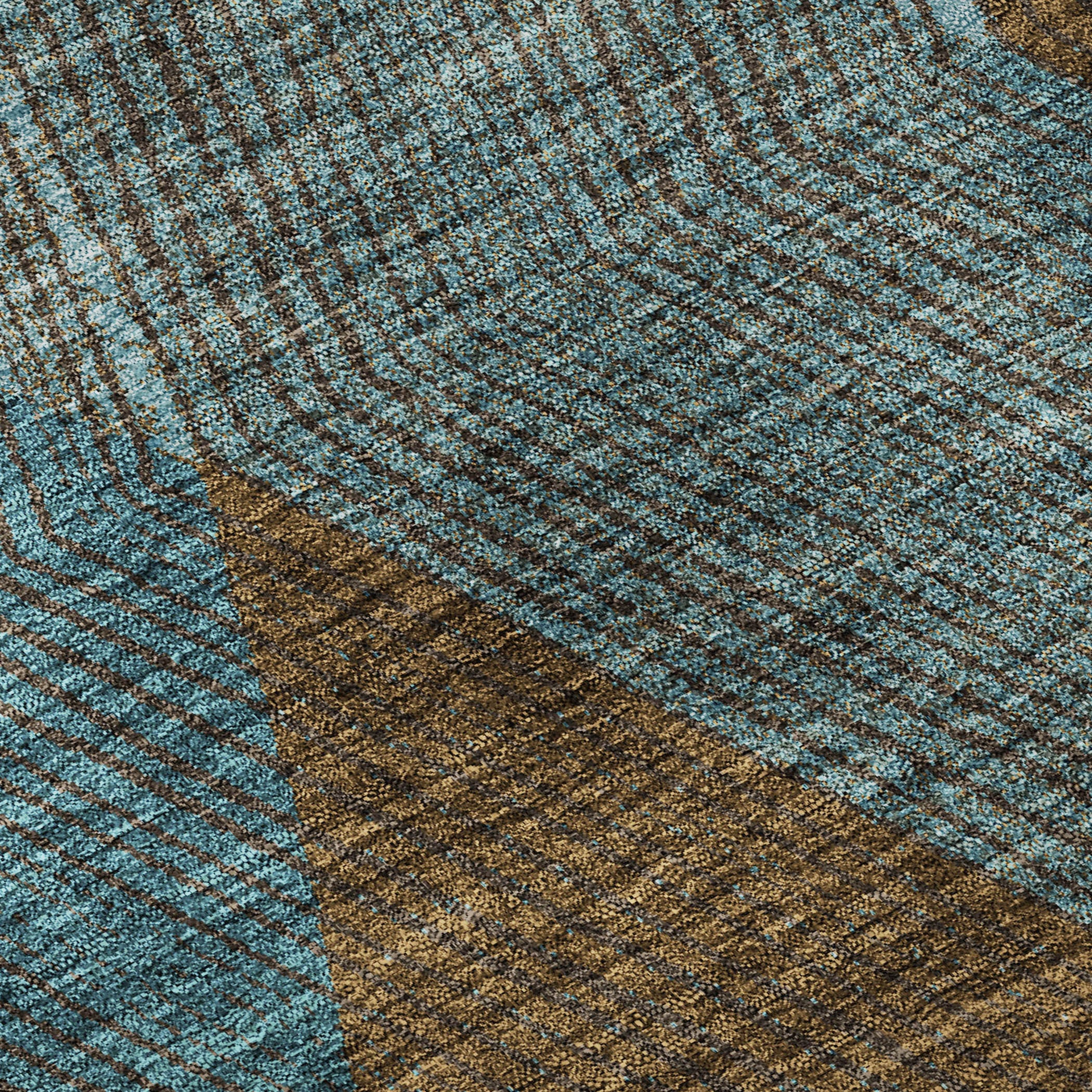 5' X 8' Teal And Brown Geometric Washable Area Rug With UV Protection - Home & Garden
