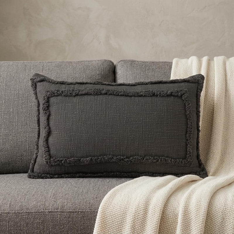 24" X 16" Gray And Cool Gray Lumbar Geometric Cotton Throw Pillow Cover - Home & Garden