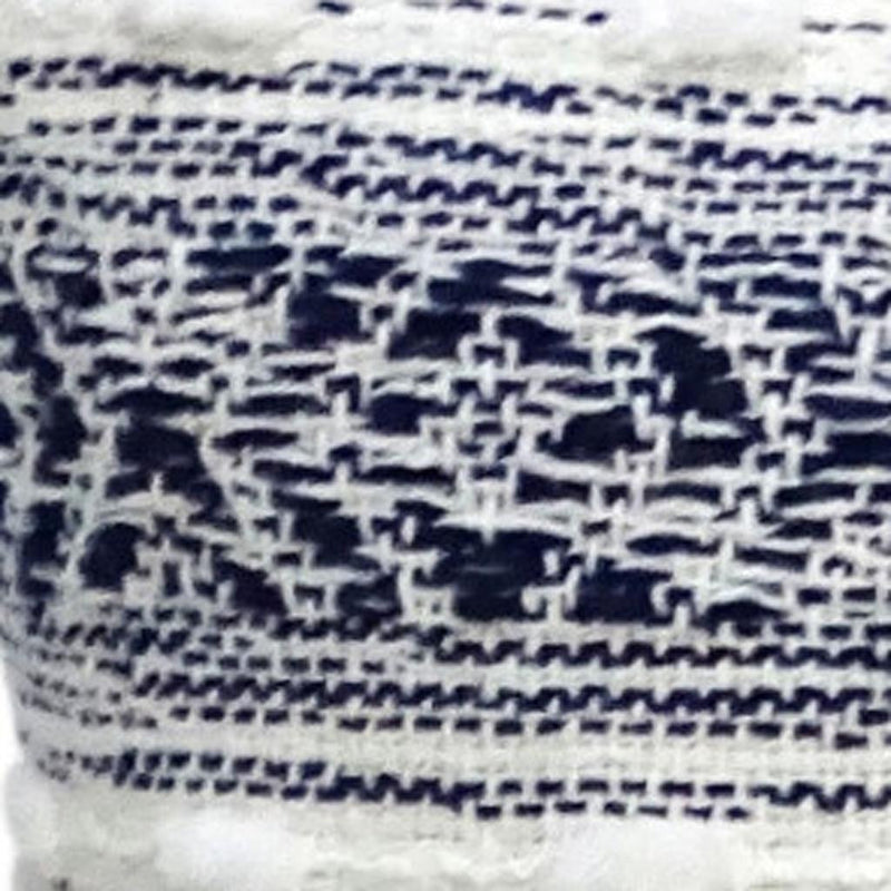 22" X 22" Blue And Peach Southwestern Stripe Handmade Throw Pillow With Tassels - Home Decor