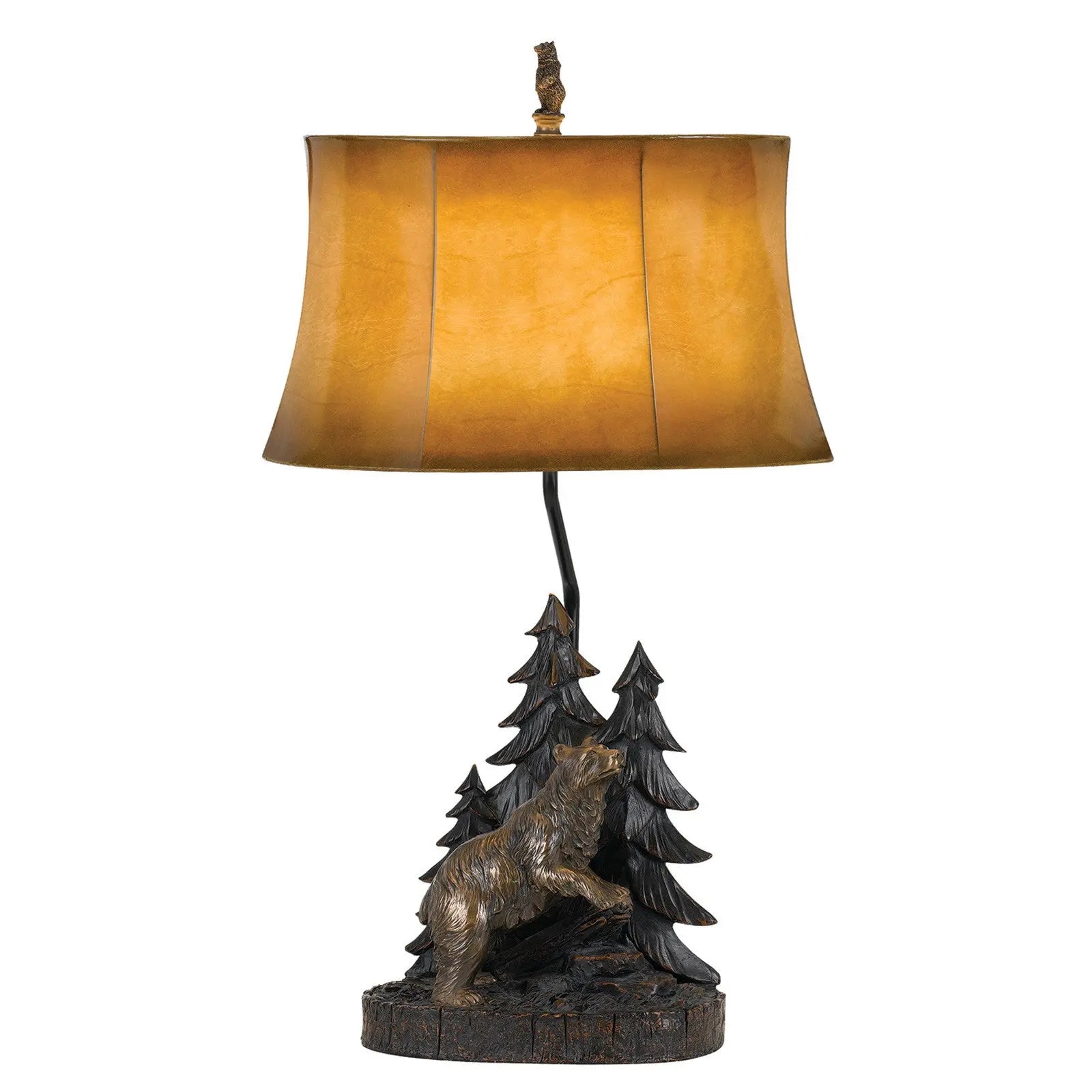 29" Antiqued Bronze Novelty Table Lamp With Brown Bell Shade - GreatEagleInc