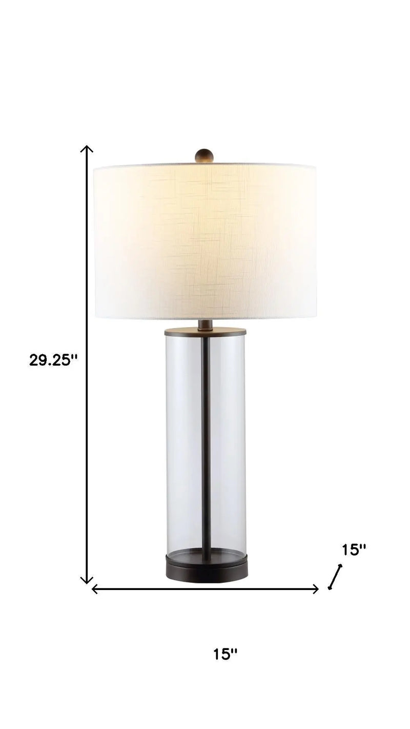29" Antiqued Bronze Table Lamp With Drum Shade Homeroots Lighting