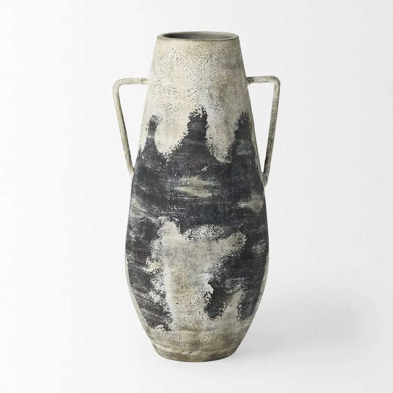 29" Black And White Ombre Ceramic Amphora Floor Vase Homeroots Home Decor
