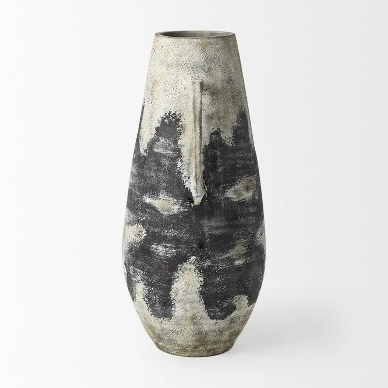 29" Black And White Ombre Ceramic Amphora Floor Vase Homeroots Home Decor
