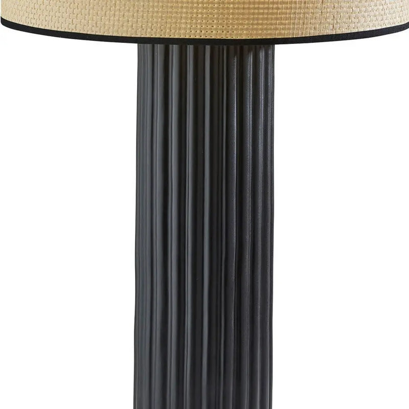 29" Black Ceramic Cylinder Table Lamp With Beige Drum Shade Homeroots Lighting