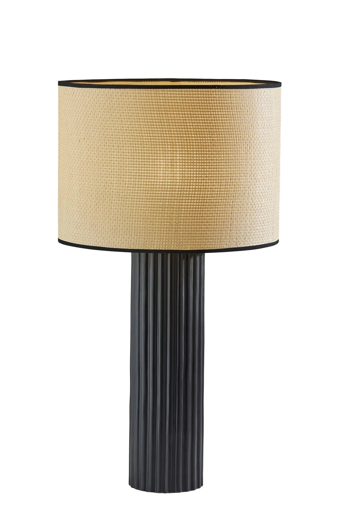 29" Black Ceramic Cylinder Table Lamp With Beige Drum Shade Homeroots Lighting