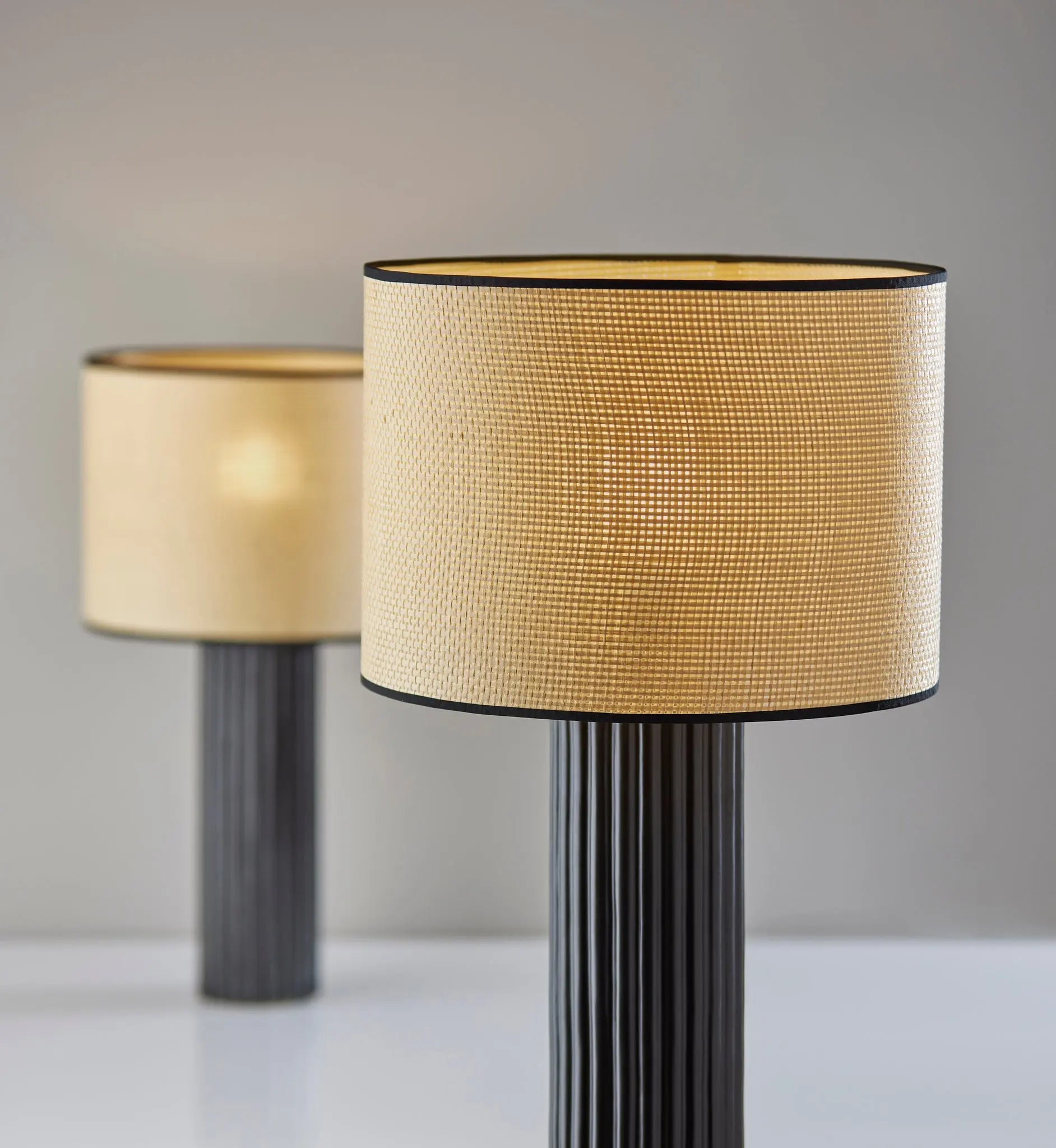 29" Black Ceramic Cylinder Table Lamp With Beige Drum Shade Homeroots Lighting