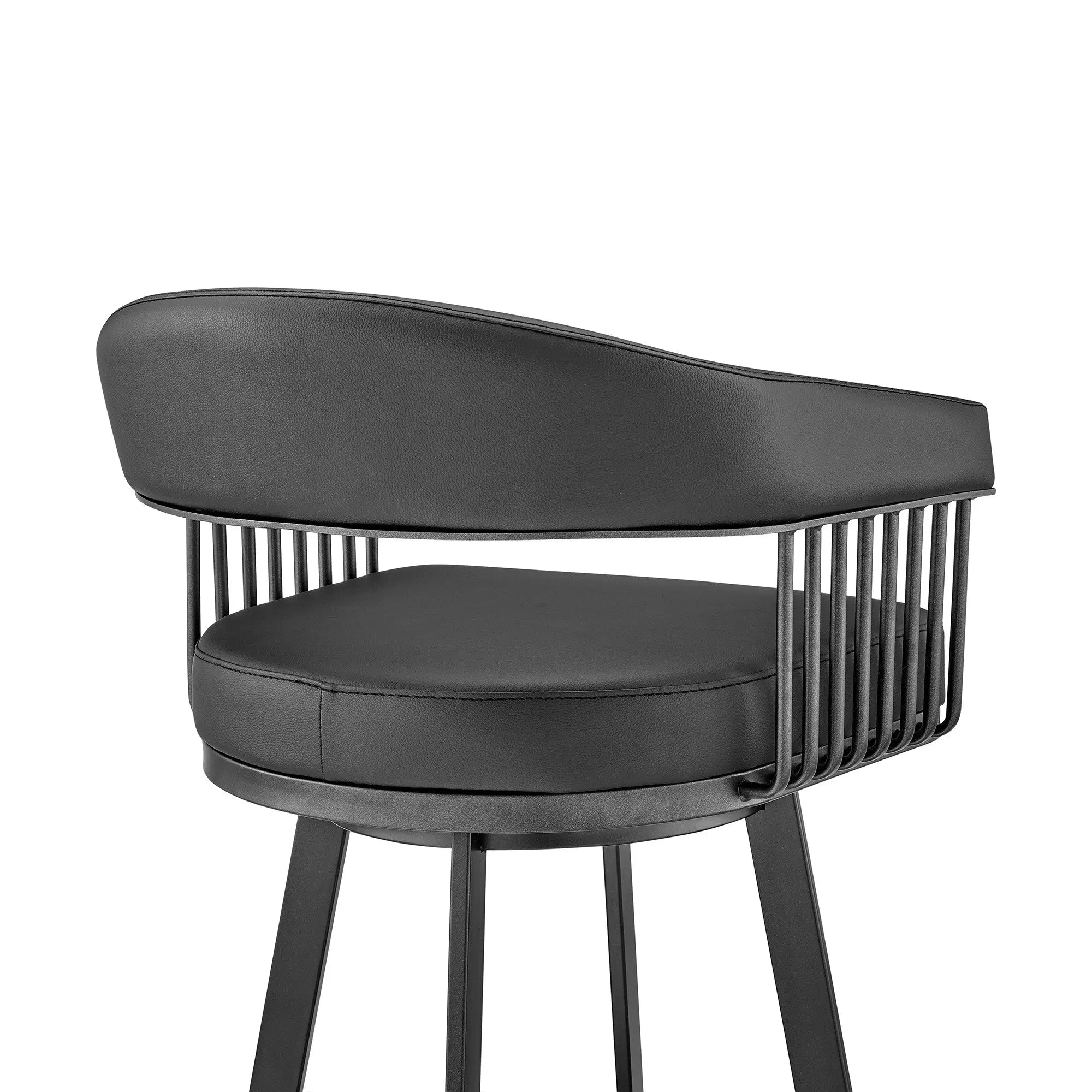 29" Black Fabric and Iron Low Back Bar Height Swivel Bar Chair - GreatEagleInc