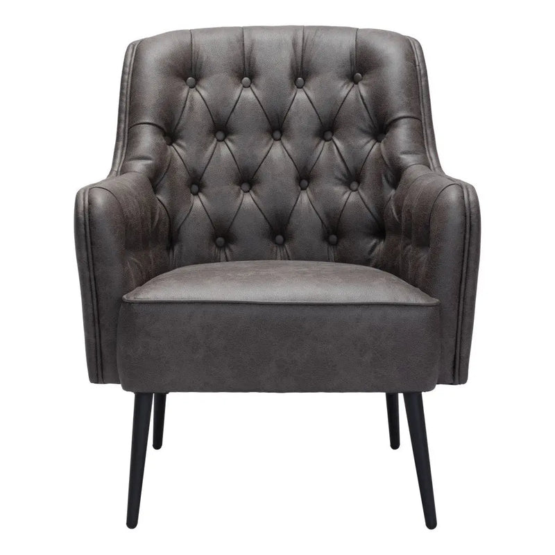 29" Black Faux Leather And Upholstered Tufted Chesterfield Chair Homeroots Living Room