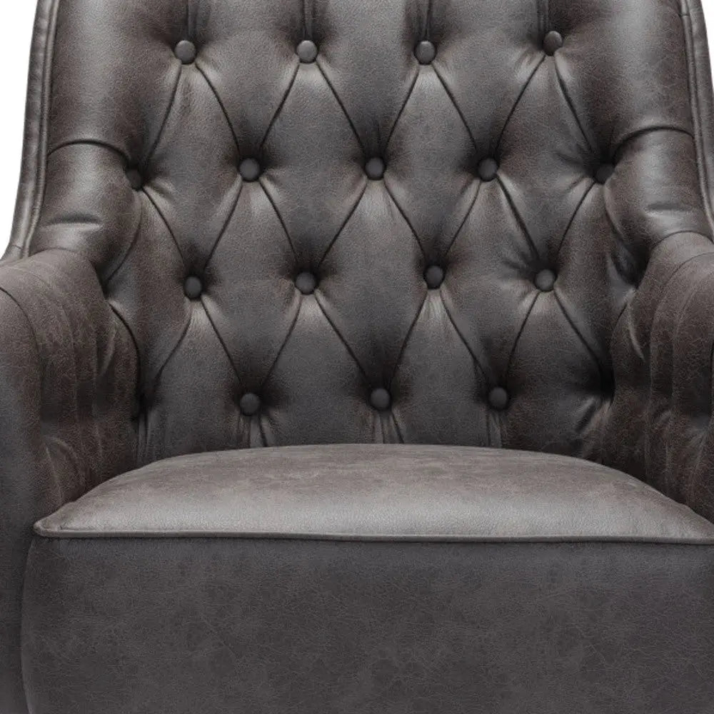 29" Black Faux Leather And Upholstered Tufted Chesterfield Chair Homeroots Living Room