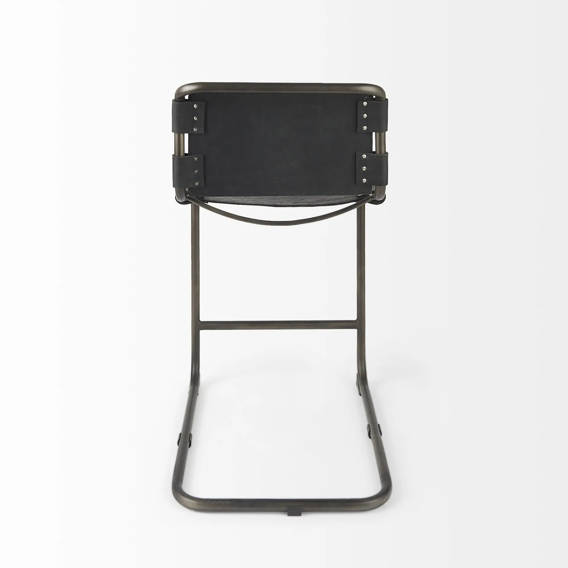 29" Black Leather And Iron Bar Chair Homeroots Living Room