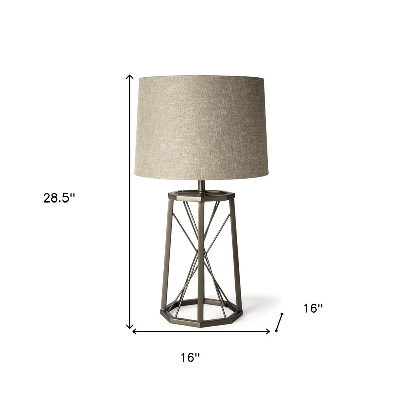 29" Bronze Lamp Base LED With Beige Shade Homeroots Lighting