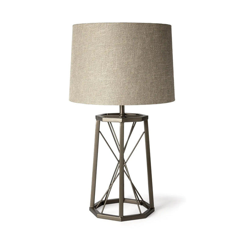 29" Bronze Lamp Base LED With Beige Shade Homeroots Lighting