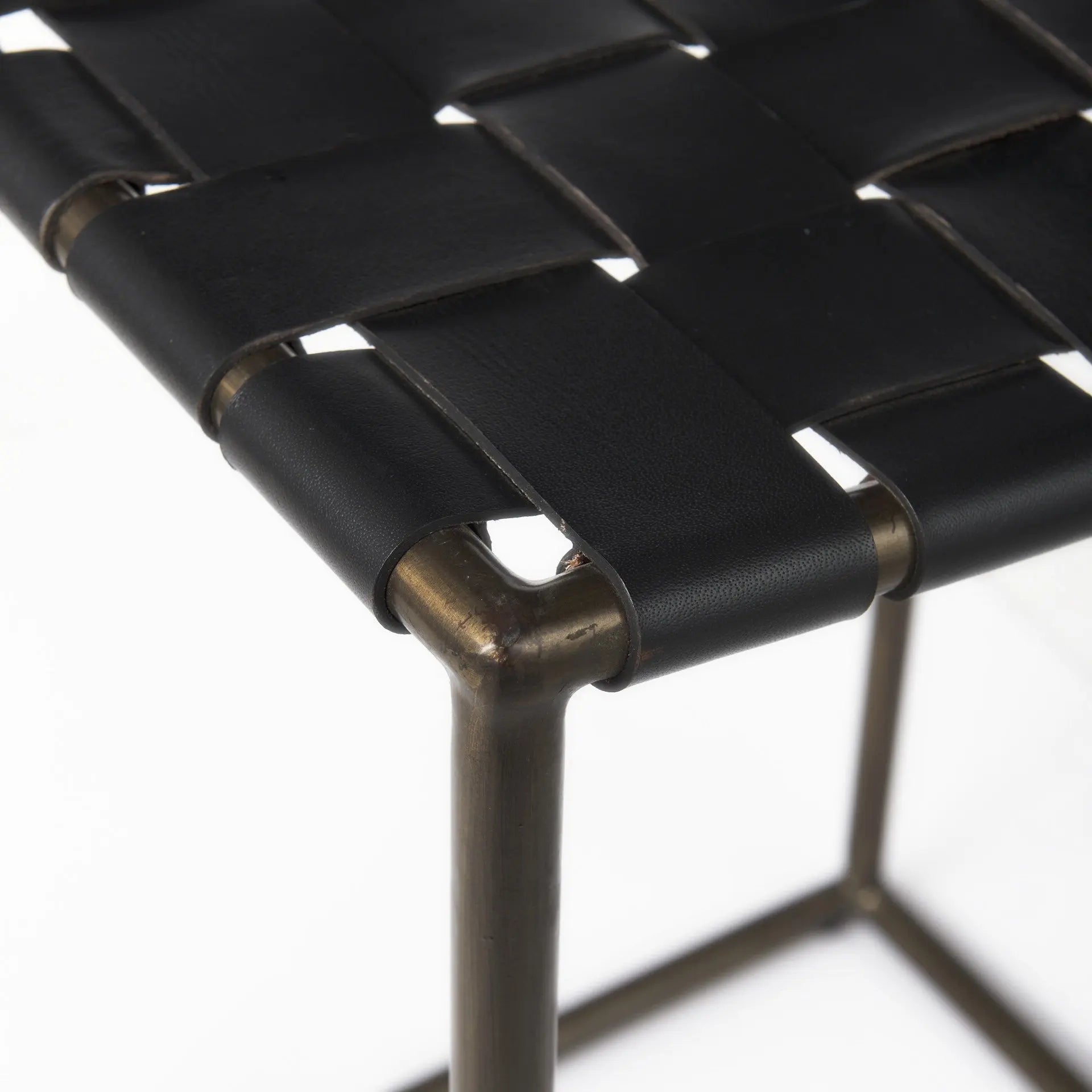 29" Bronze Leather and Metal Backless Bar Chair Homeroots Living Room