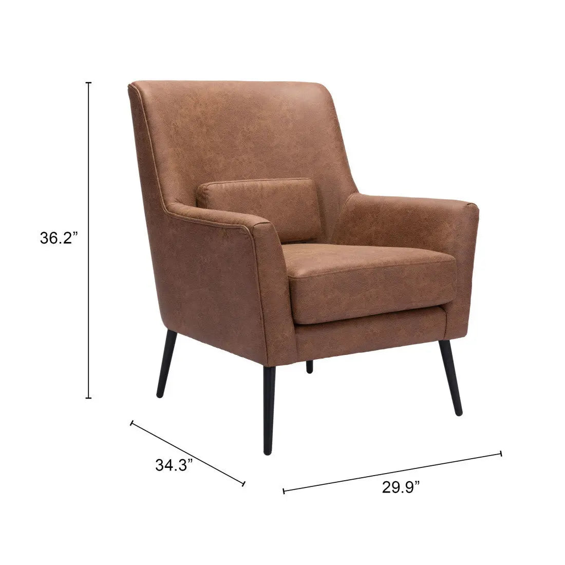 29" Brown And Black Faux Leather And Upholstered Arm Chair And Toss Pillow Homeroots Living Room