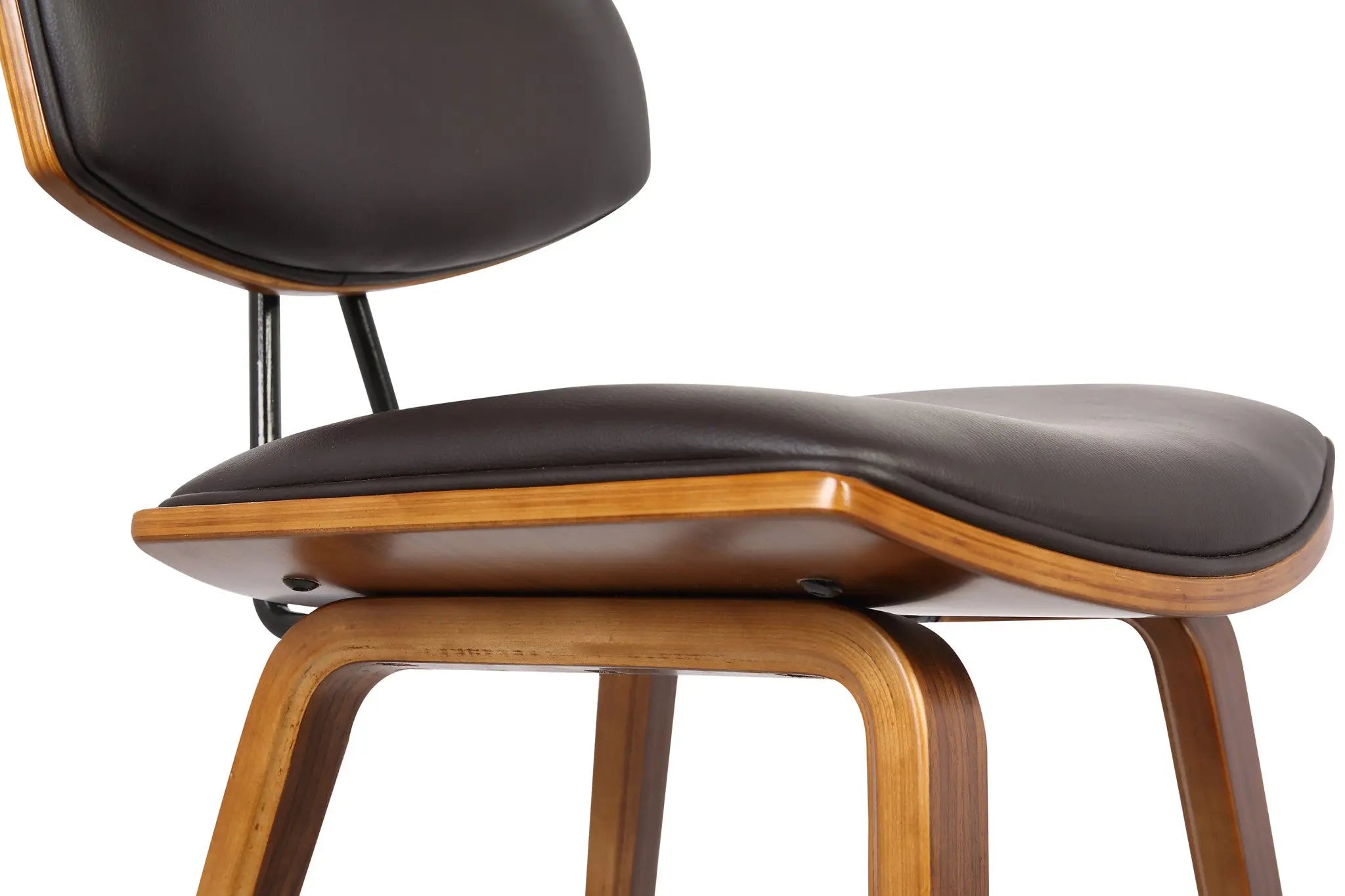 29" Brown Faux Leather Low Back Bar Height Bar Chair - GreatEagleInc