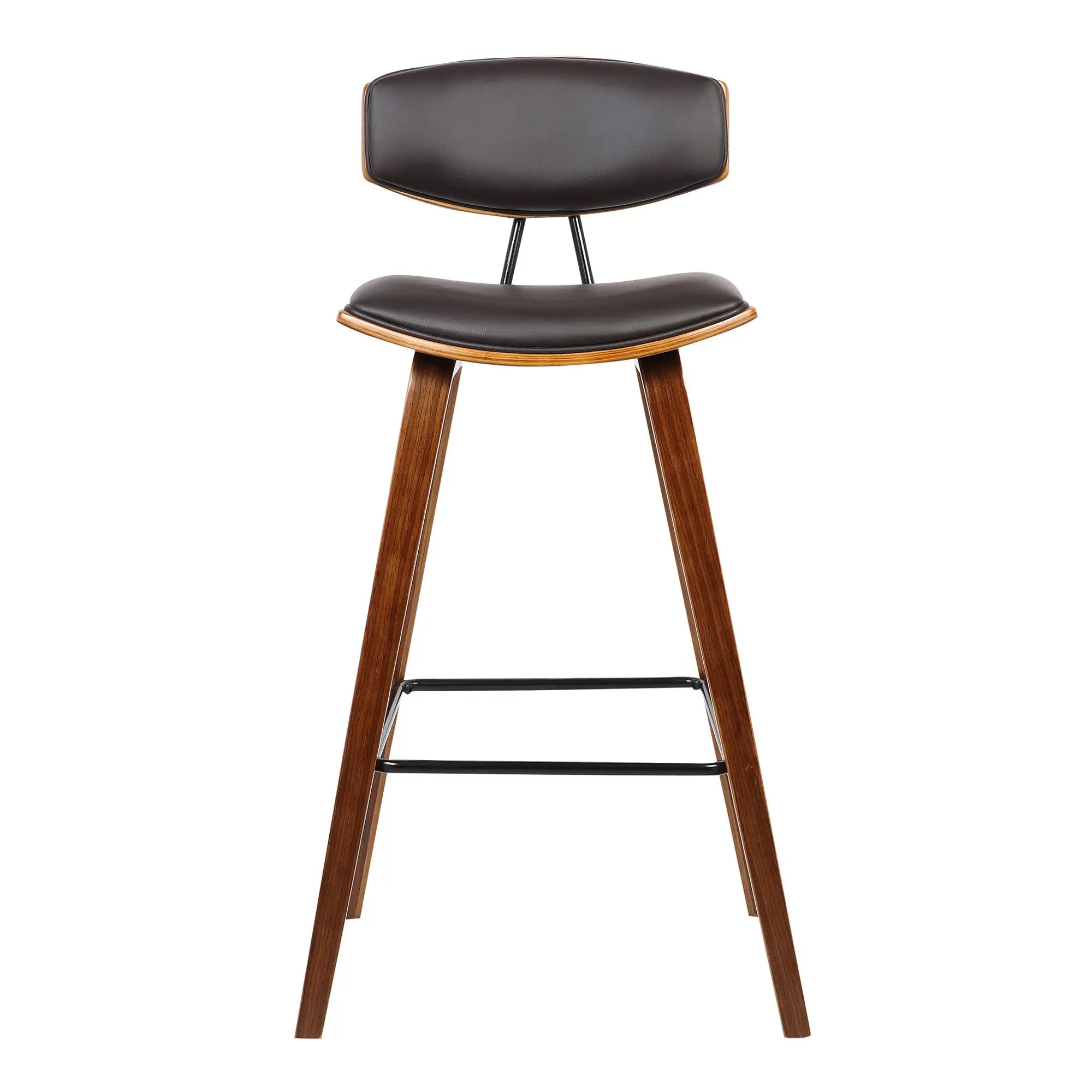29" Brown Faux Leather Low Back Bar Height Bar Chair - GreatEagleInc