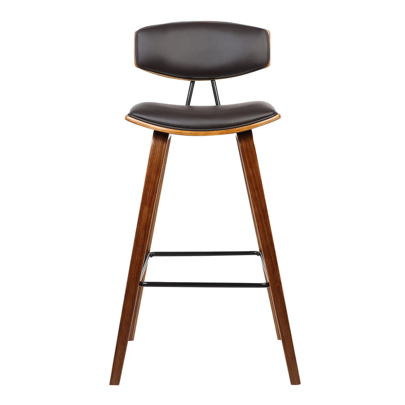 29" Brown Faux Leather Low Back Bar Height Bar Chair - GreatEagleInc