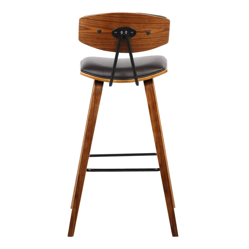 29" Brown Faux Leather Low Back Bar Height Bar Chair - GreatEagleInc