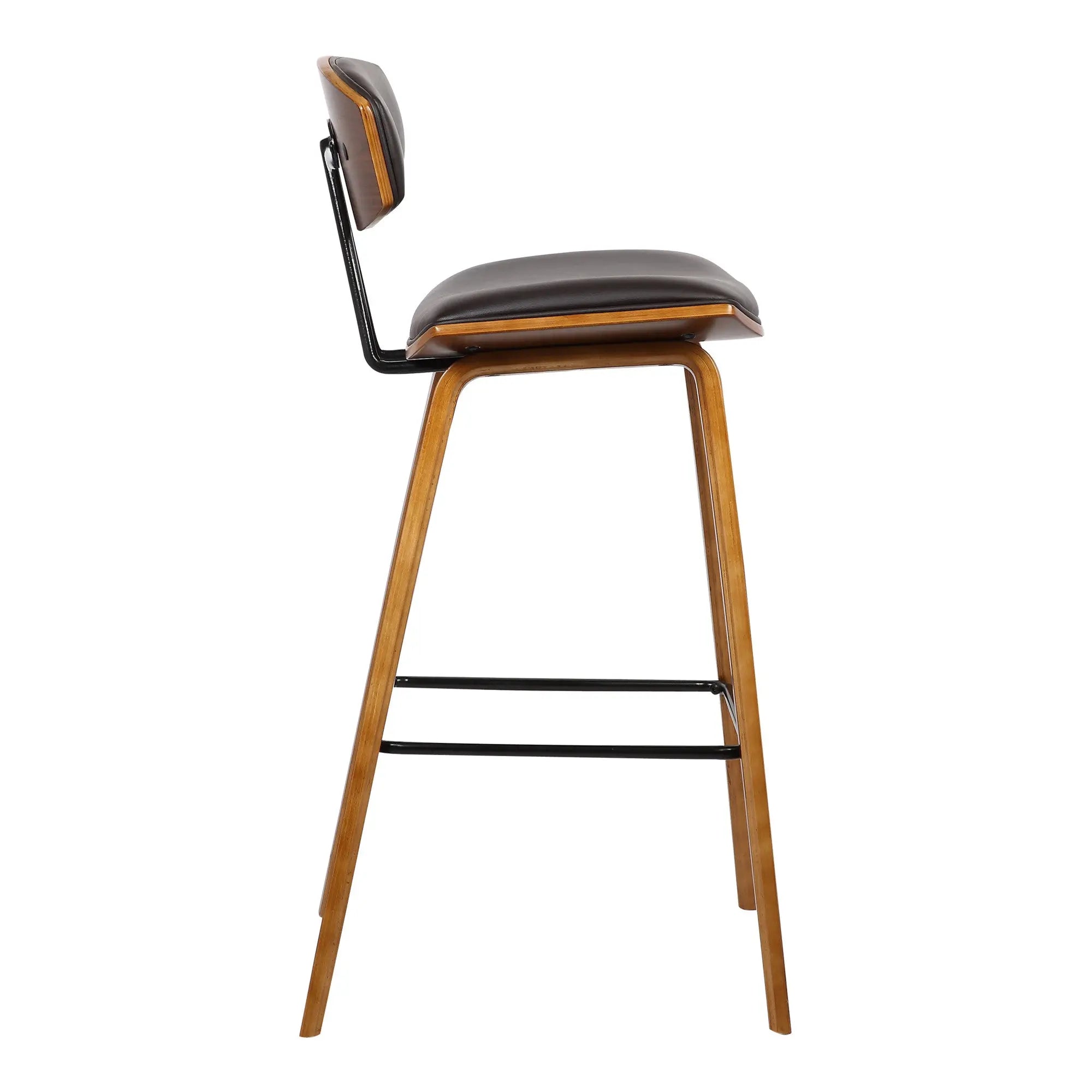 29" Brown Faux Leather Low Back Bar Height Bar Chair - GreatEagleInc