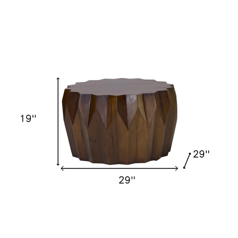 29" Brown Solid Wood Octagon Coffee Table Homeroots Living Room
