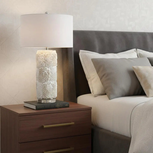 29" Clear Novelty Table Lamp With Drum Shade Homeroots Lighting