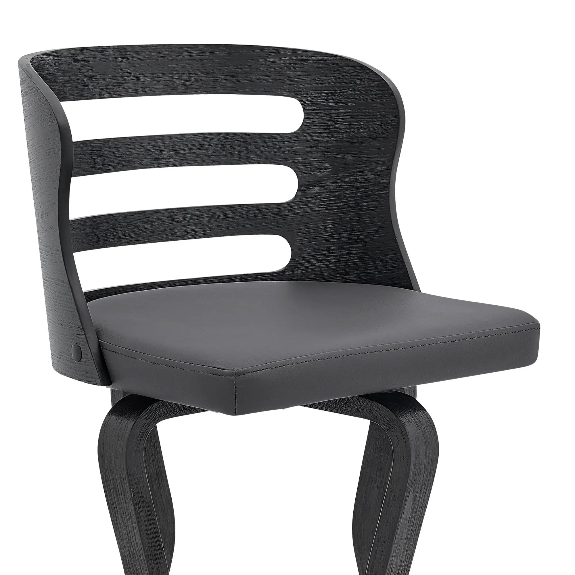 29" Gray And Black Faux Leather And Iron Swivel Low Back Bar Height Bar Chair Homeroots Living Room