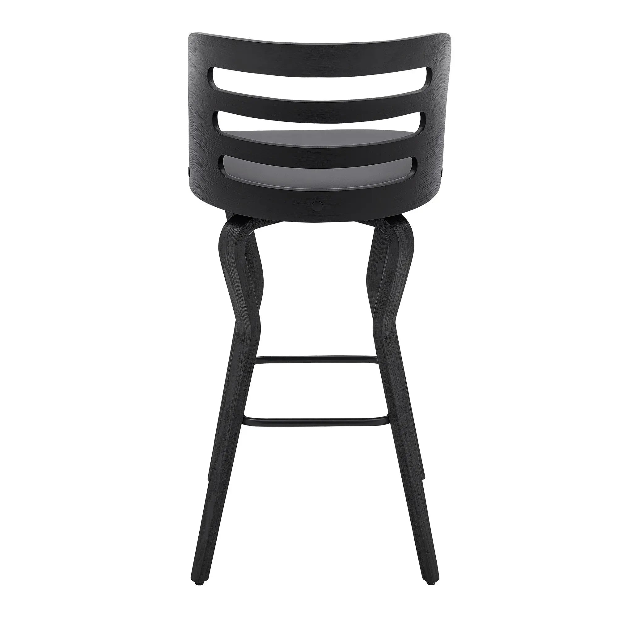 29" Gray And Black Faux Leather And Iron Swivel Low Back Bar Height Bar Chair Homeroots Living Room