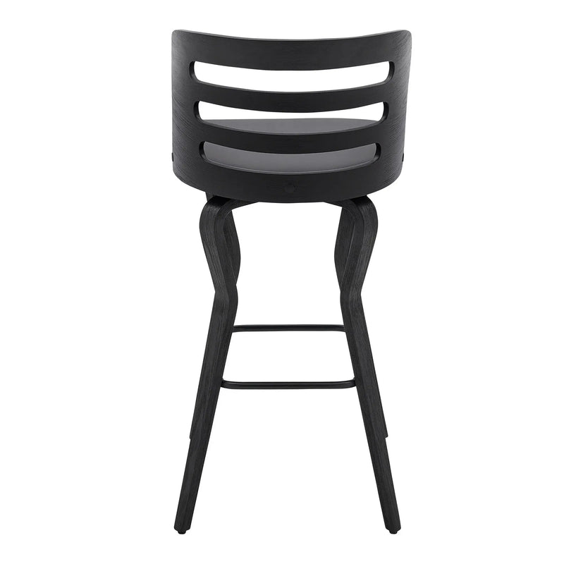 29" Gray And Black Faux Leather And Iron Swivel Low Back Bar Height Bar Chair Homeroots Living Room