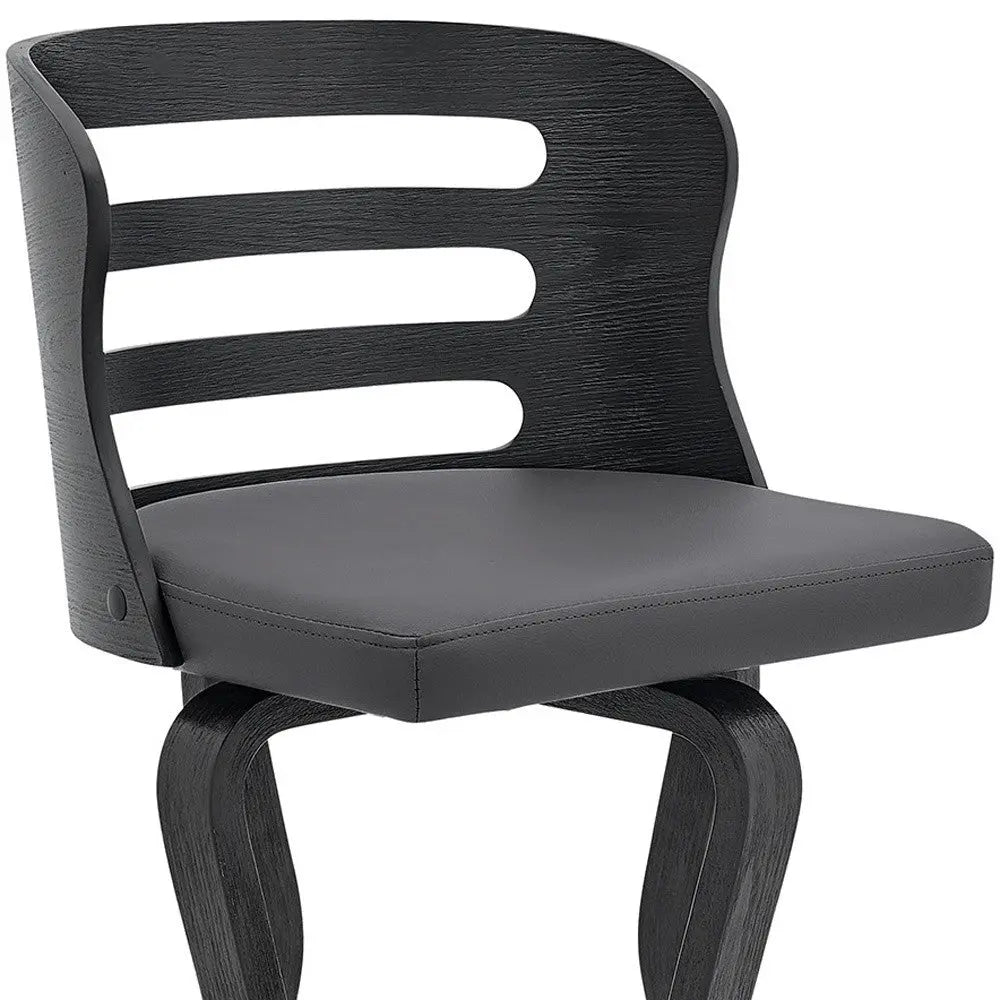 29" Gray And Black Faux Leather And Iron Swivel Low Back Bar Height Bar Chair Homeroots Living Room