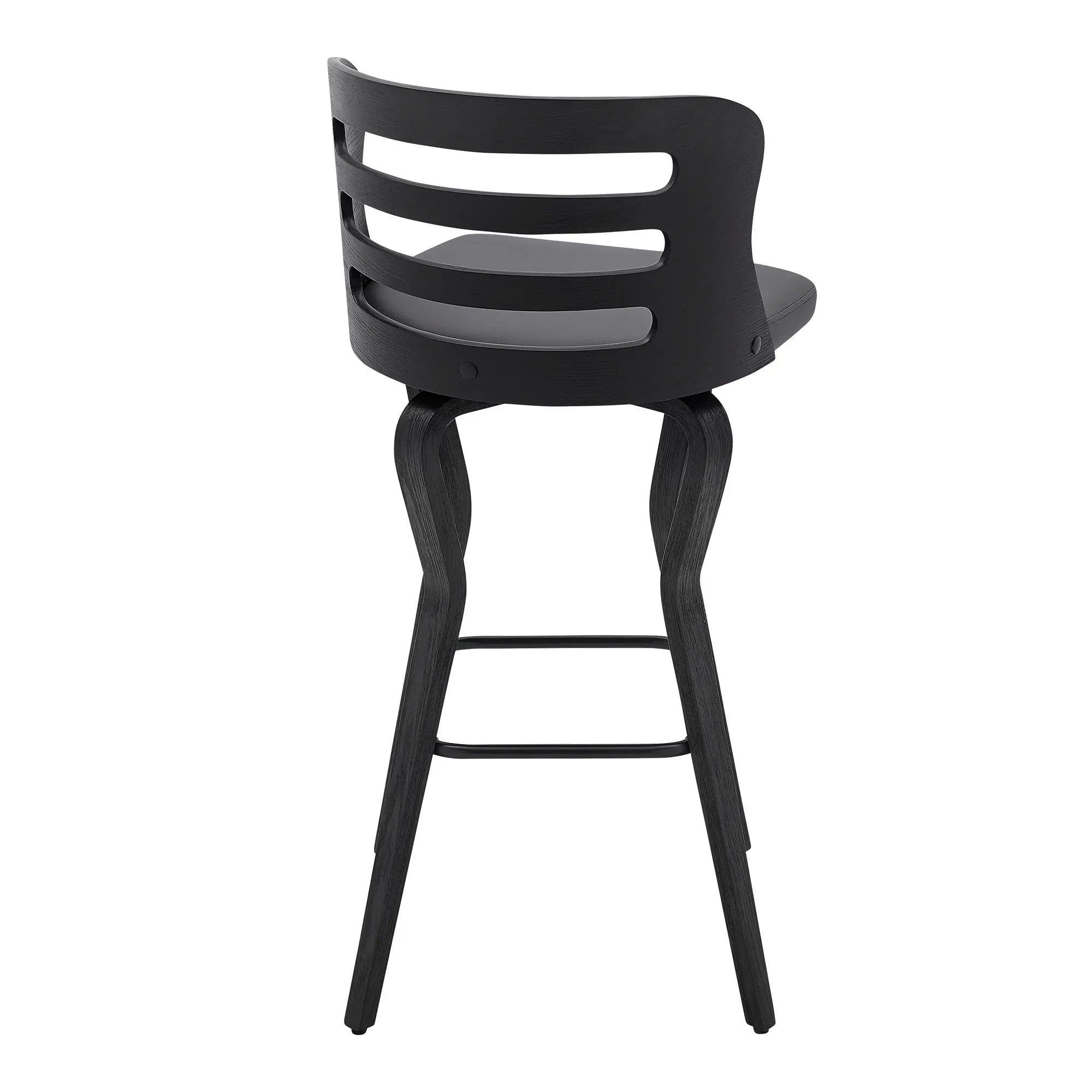 29" Gray And Black Faux Leather And Iron Swivel Low Back Bar Height Bar Chair Homeroots Living Room