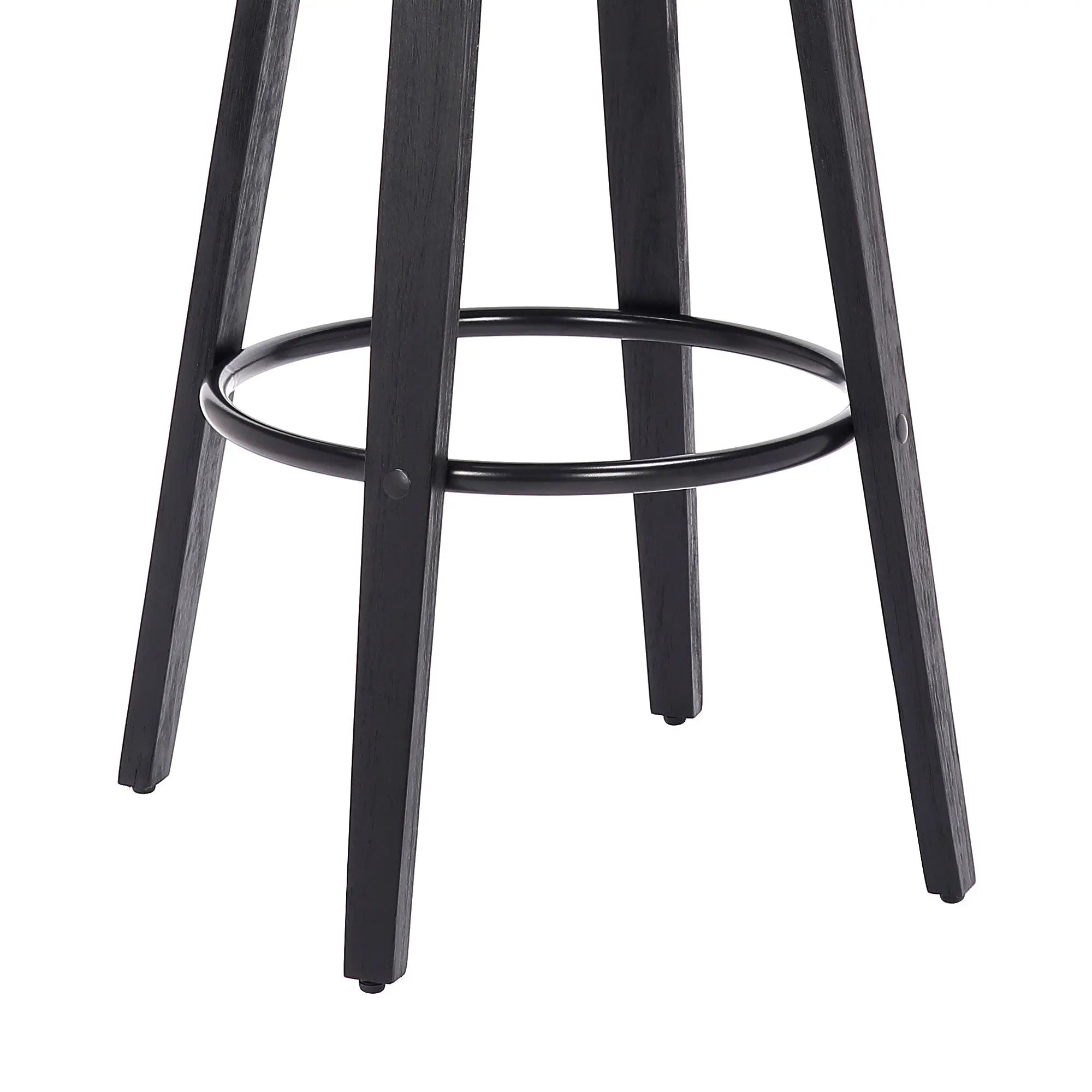29" Gray And Black Solid Wood Swivel Backless Bar Height Bar Chair - GreatEagleInc
